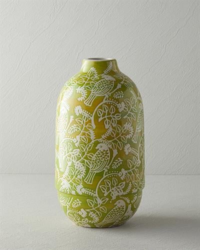 Garden Birds Ваза Керамика 17x17x31 cm Зелен