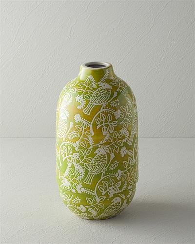 Garden Birds Ваза Керамика 17x17x31 cm Зелен