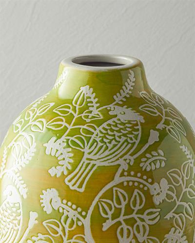 Garden Birds Ваза Керамика 17x17x31 cm Зелен