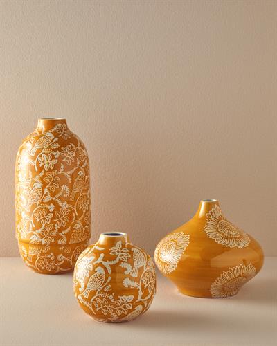 Garden Birds Ваза Керамика 19x19x39 см Оранжев