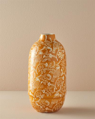 Garden Birds Ваза Керамика 19x19x39 см Оранжев