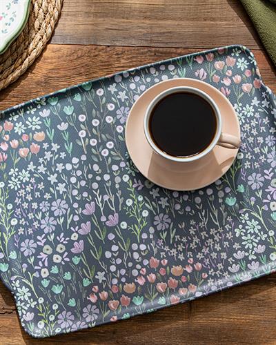 Garden Bouquet Табла Нехлъзгаща Се, Меламин, Синьо, 41 X 31 Cm