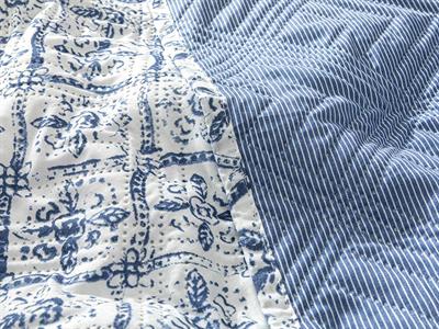 Gem Roses Покривка За Легло Комплект Единичен Размер, Многофункционално, Индиго, 160 X 220 Cm