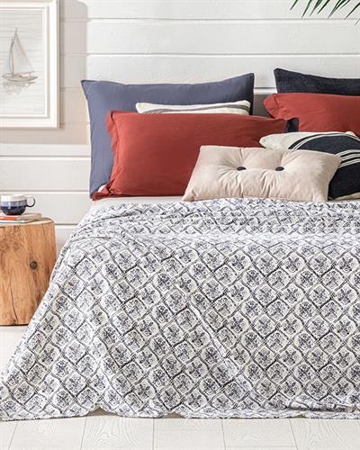 Gem Roses Покривка Двоен Размер, Отпечатан, Индиго, 200 X 220 Cm