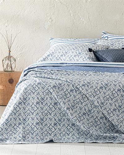 Gem Roses Покривка За Легло Комплект Двоен Размер, Многофункционално, Индиго, 200 X 220 Cm