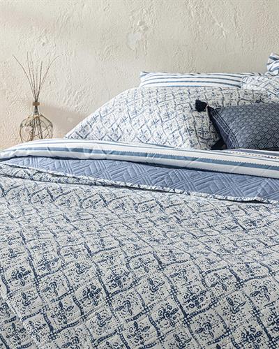 Gem Roses Покривка За Легло Комплект Двоен Размер, Многофункционално, Индиго, 200 X 220 Cm