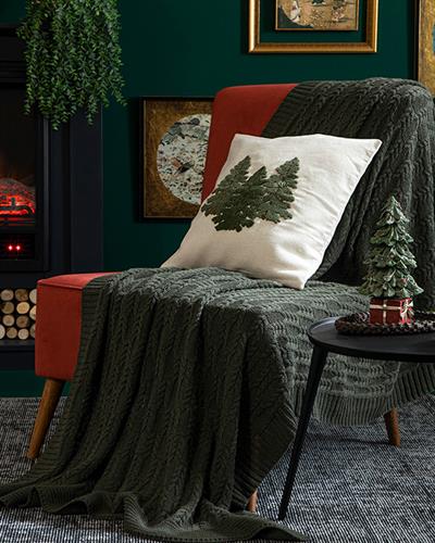 Gemma Шал За Кресло Трикотаж, Тъмно Зелено, 130 X 170 Cm