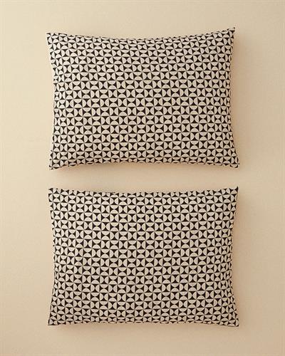 Geodesic Калъфка За Възглавница 2 бр. Мек памук с дигитална щампа 50x70 см Антрацит - Зелен