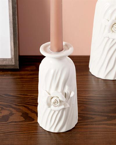 Georgeous Rose Свещник Каменна керамика 8x9x16 cm Бял