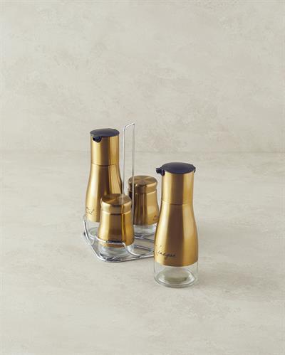 Gigi Съд За Олио Или Оцет 4 части Стъкло 160 мл-310 мл. Златен