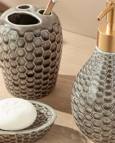 Gina 3 Set Bathroom Set 10,8x7,2x3 cm Brown