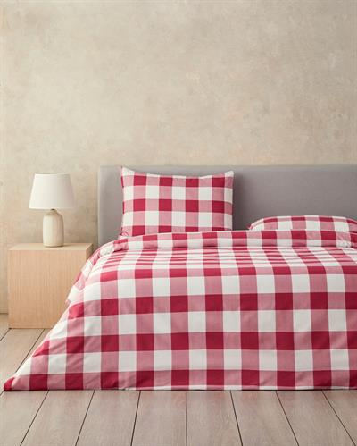 Gingham Спален Комплект Единичен Лесно за гладене 160x220 см Розов