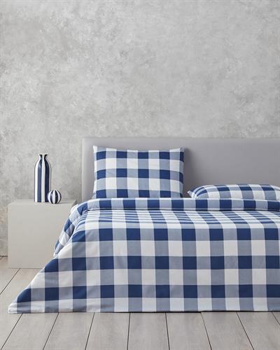 Gingham СПАЛНО БЕЛЬО КОМПЛЕ Двоен човек Лесно за гладене 200x220 cm Тъмно синьо