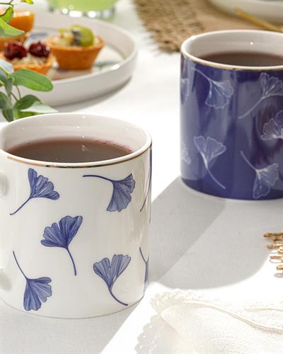 Gingko Biloba Чаша 2Бр., New Bone, Тъмносиньо-Бяло, 325 Ml