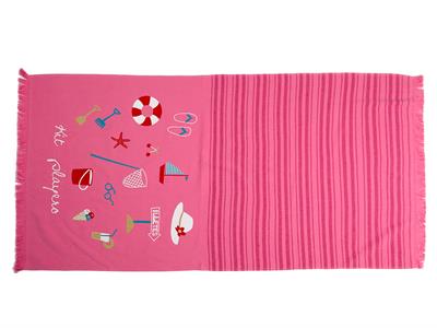 Girl On Beach ДЕТСКА ПЛАЖНА ХАВЛИЯ За момичета Отпечатано 70x140 cm Pink