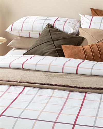 Glam Check Комплект Спално Бель Единичен Размер, Памучен, Розово, 160 X 220 Cm