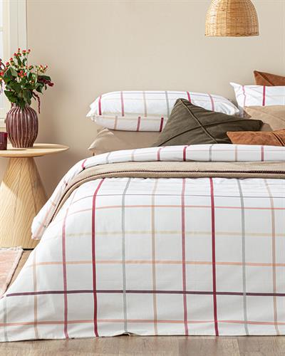 Glam Check Комплект Спално Бель Единичен Размер, Памучен, Розово, 160 X 220 Cm