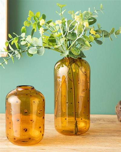 Glam Dots Ваза Жакард С Граници, Амбър, 7 X 15 Cm