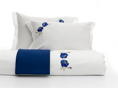 Glam Rose СПАЛНО БЕЛЬО КОМПЛЕ Двоен Бродиран памучен сатен 200x220 cm Dark Blue