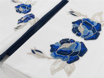 Glam Rose СПАЛНО БЕЛЬО КОМПЛЕ Двоен Бродиран памучен сатен 200x220 cm Dark Blue