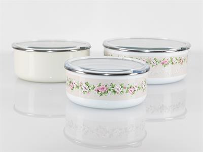 Glam Rose КУТИЯ ЗА СЪХРАНЕНИЕ 3 бр. Емайлиран 14 - 16 - 18 cm Colorful.