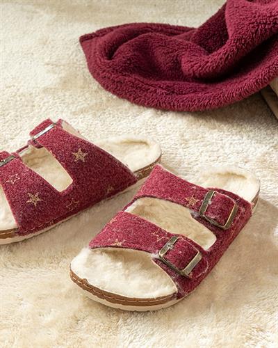 Glam Stars Пантофи За Дома Дамски, Филцови, Бордо Червено, 39