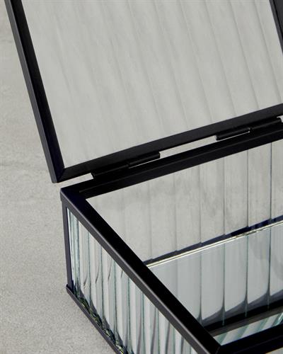 Glamour Декоративна Кутия Стъкло 12x12x5,3 см Черен