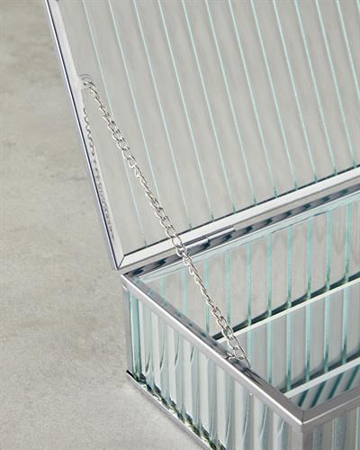 Glamour Декоративна Кутия Стъкло 12x12x5,3 см Сребърен.