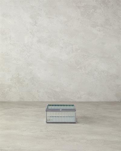 Glamour Декоративна Кутия Стъкло 12x12x5,3 см Сребърен.