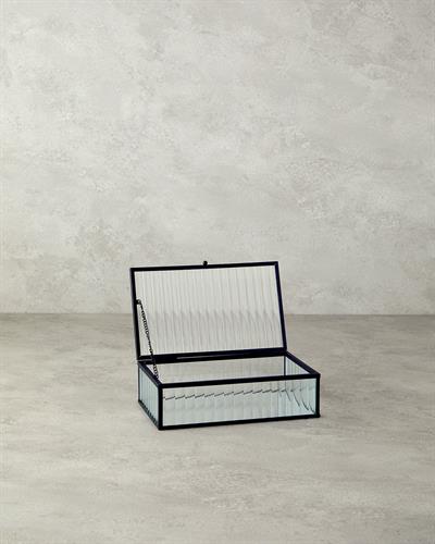 Glamour Декоративна Кутия Стъкло 20x12x6 см Черен