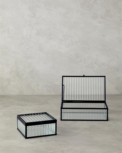 Glamour Декоративна Кутия Стъкло 20x12x6 см Черен