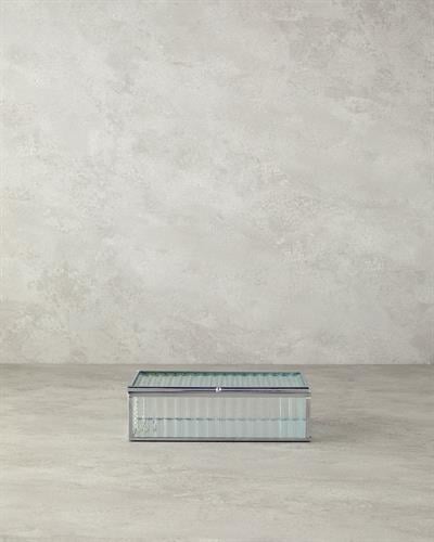 Glamour Декоративна Кутия Стъкло 20x12x6 см Сребърен.