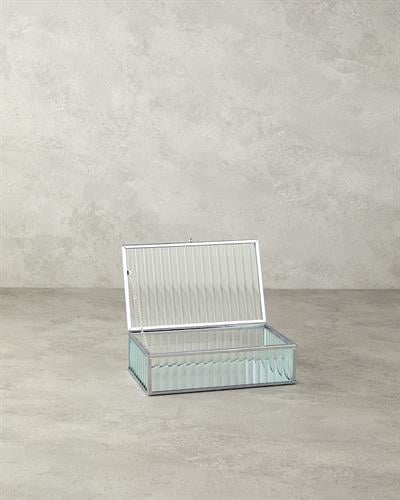 Glamour Декоративна Кутия Стъкло 20x12x6 см Сребърен.
