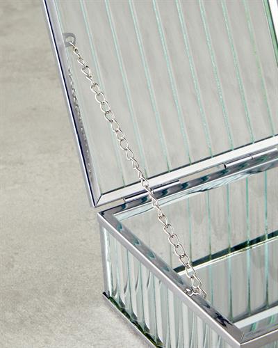 Glamour Декоративна Кутия Стъкло 20x12x6 см Сребърен.