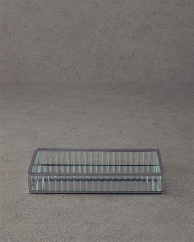 Glamour Декоративен Поднос Стъкло 25X12X4 Сребърен.