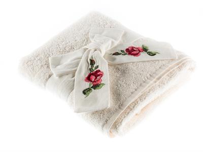 Glamour Rose ХАВЛИЯ ЗА ЛИЦЕ С панделка Бродирани 50x80 cm Cream.