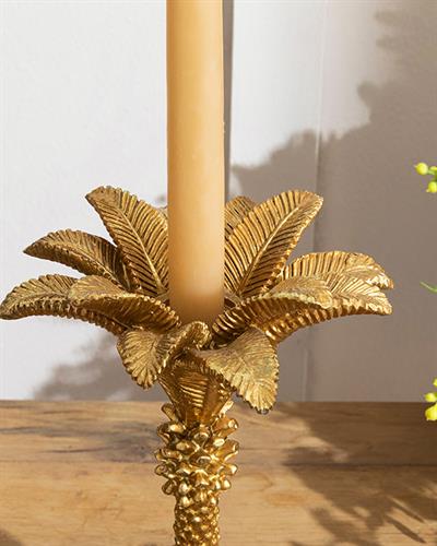 Glitter Palm Свещник Полирезин, Златисто, 15X15X25 Cm