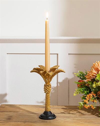Glitter Palm Свещник Полирезин, Златисто, 15X15X25 Cm