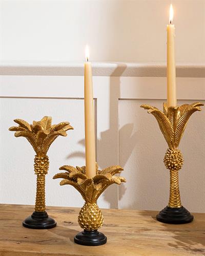 Glitter Palm Свещник Полирезин, Златисто, 16 X 16 X 25 Cm