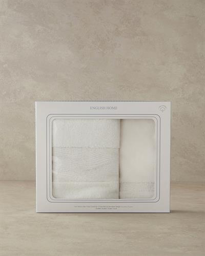 Glitter Wave Комплект Кърпи За Лице Брокатен Памучен 30x45+50x80 см Екрю