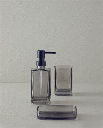 Gloria Glass 3 pcs Bathroom Set 6,5x6,5x18,5cm 10x10x11cm 9x13 Anthracite