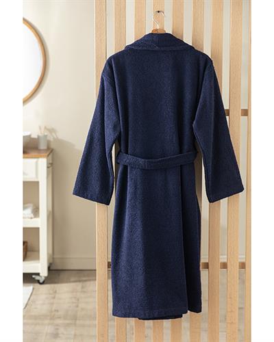 Glory Cottony Shawl Collar Bathrobe L-XL Dark Blue