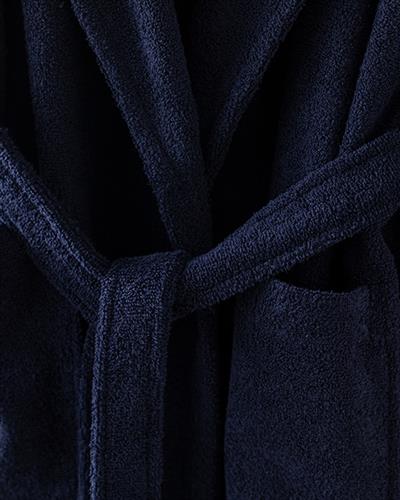 Glory Cottony Shawl Collar Bathrobe L-XL Dark Blue