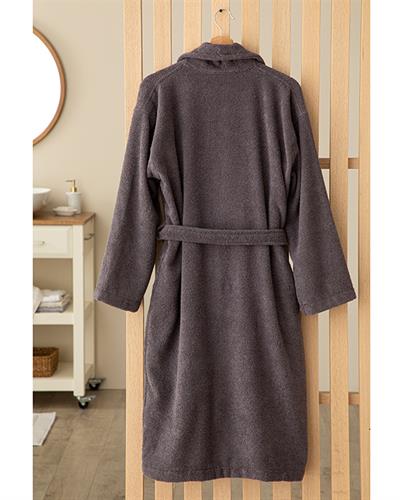 Glory Cottony Shawl Collar Bathrobe S-M Gray