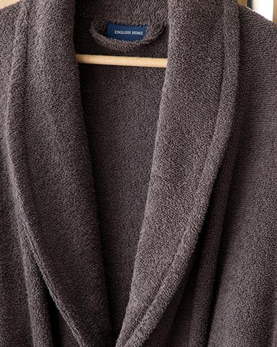 Glory Cottony Shawl Collar Bathrobe S-M Gray