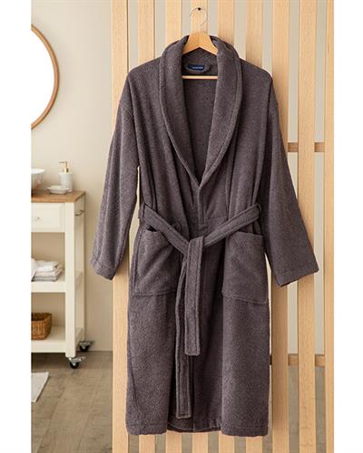 Glory Cottony Shawl Collar Bathrobe S-M Gray