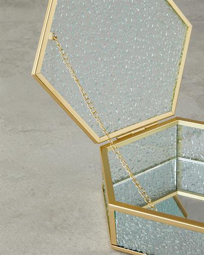 Glossy Декоративна Кутия Стъкло 14x13x4,5 cm Златен