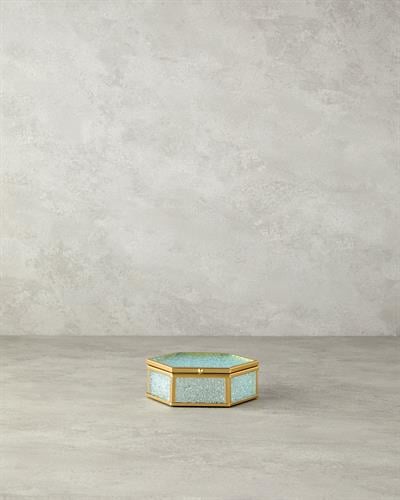 Glossy Декоративна Кутия Стъкло 14x13x4,5 cm Златен