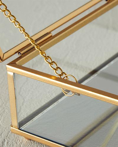 Glossy Декоративна Кутия Стъкло 15x10x5,5 см Златен