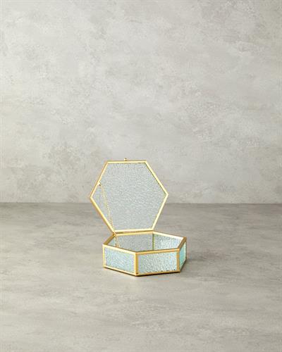 Glossy Декоративна Кутия Стъкло 17x15x6 см Златен